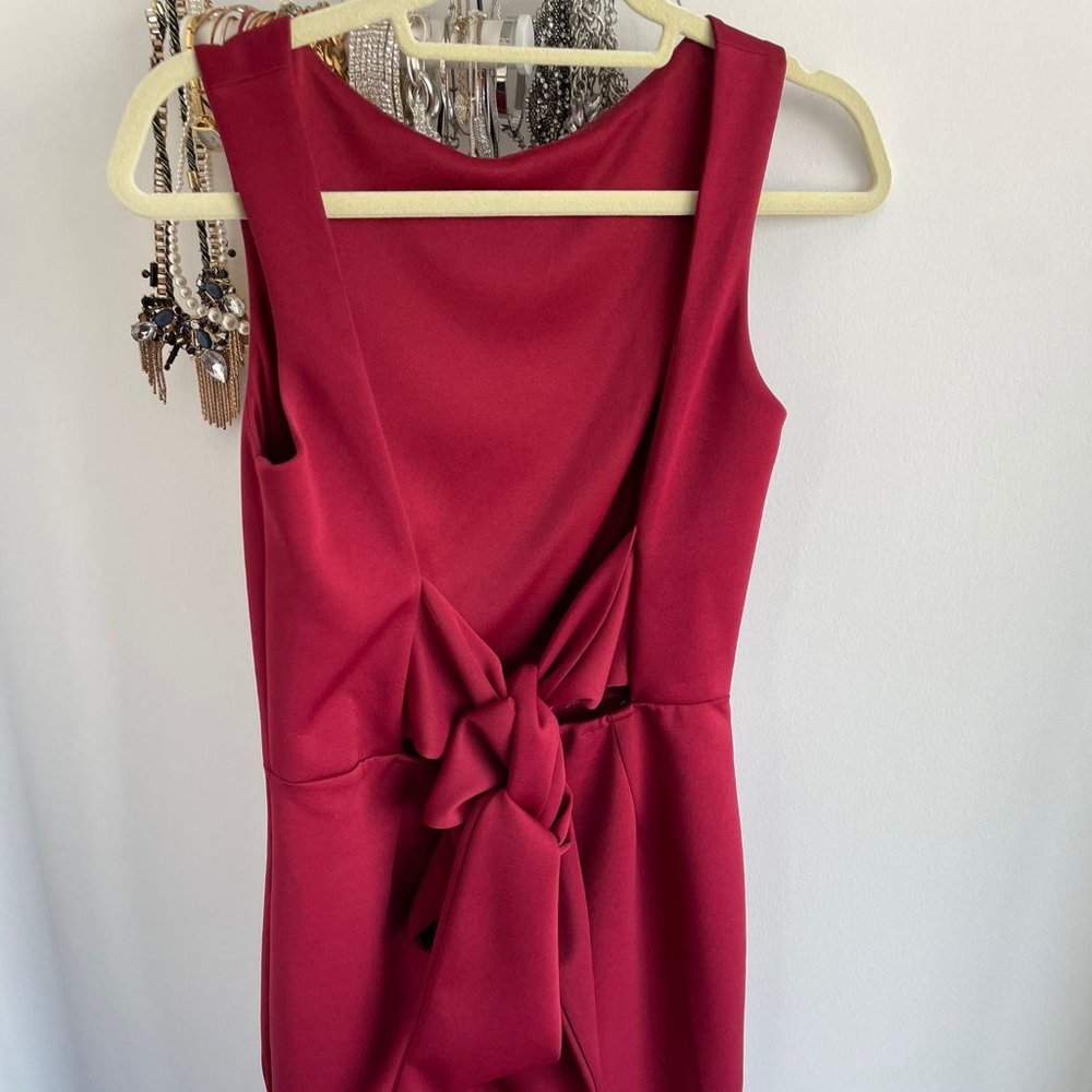 Burgundy evening midi dress
